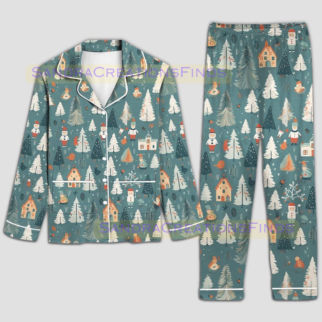 Christmas Cute Pajamas Santa Christmas Tree Long Pajama - Etsy
