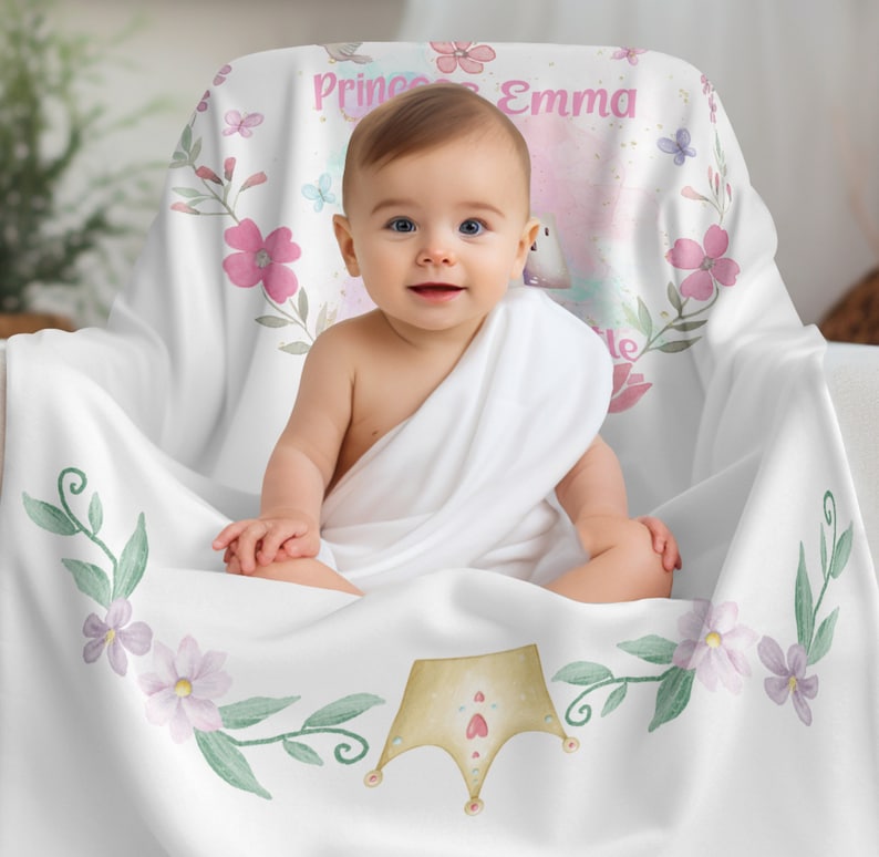 PERSONALIZED Princess Cuddly Baby Blanket Toddler Blankie, Baby Gift