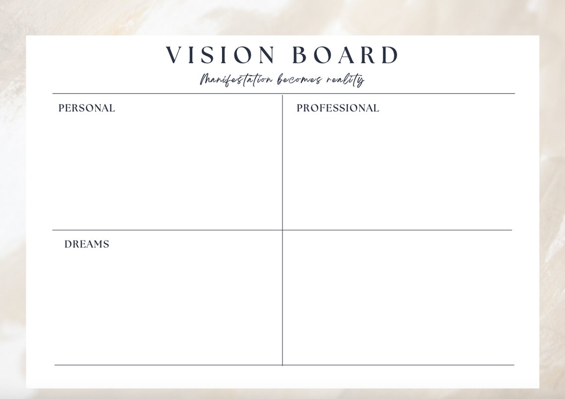 Vision Board Digital Printable Template Dream Manifestation Goal ...