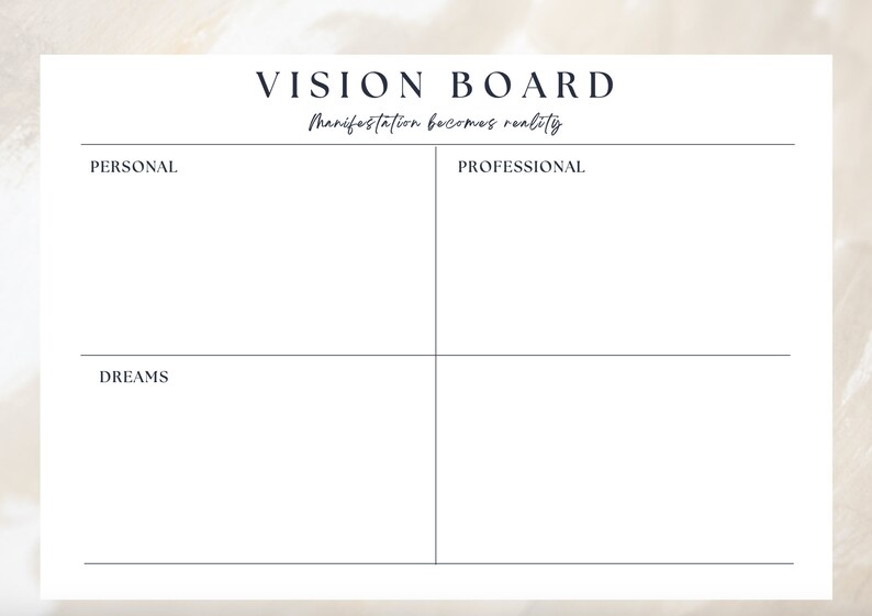 Vision Board Digital Printable Template Dream - Etsy