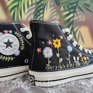 Customized Converse Embroidered Shoes Converse Chuck Taylor 1970s Embroidered Flower sunflower Converse Shoes Best Gift for Her