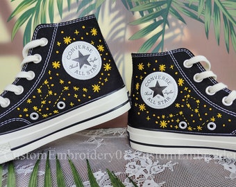 Customized Converse Embroidered Shoes Converse Chuck Taylor 1970s Embroidered Stars Converse Shoes Best Gift for Her