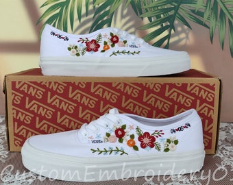 Custom Vans Embroidered Shoes Vans Bridal Sneakers Embroidered Wedding Shoes Wedding Gifts For Her