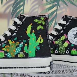 Custom Converse embroidered shoes Converse Chuck Taylor 1970s embroidered Cactus Converse shoes Best wedding gift for her