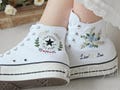 Wedding sneakers/ Valentine Gift/Embroidered Wedding Flowers Shoes Wedding Converse Converse Embroidered Flowers All Star Chunky Shoes product logo