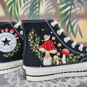 Customized Converse Embroidered Shoes Converse Chuck Taylor 1970s Embroidered Snail&Mushroom Converse Shoes Best Gift for Her