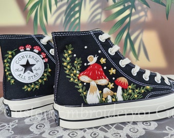 Spersonalizowane buty Converse z haftem Converse Chuck Taylor z lat 70. z haftem ślimaka i grzyba Buty Converse z haftem Najlepszy prezent dla niej