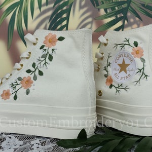 Wedding sneakers/ Valentine Gift/Embroidered Wedding Flowers Converse 1970s Shoes/Embroidered Wedding Flowers Shoes High platform 4CM