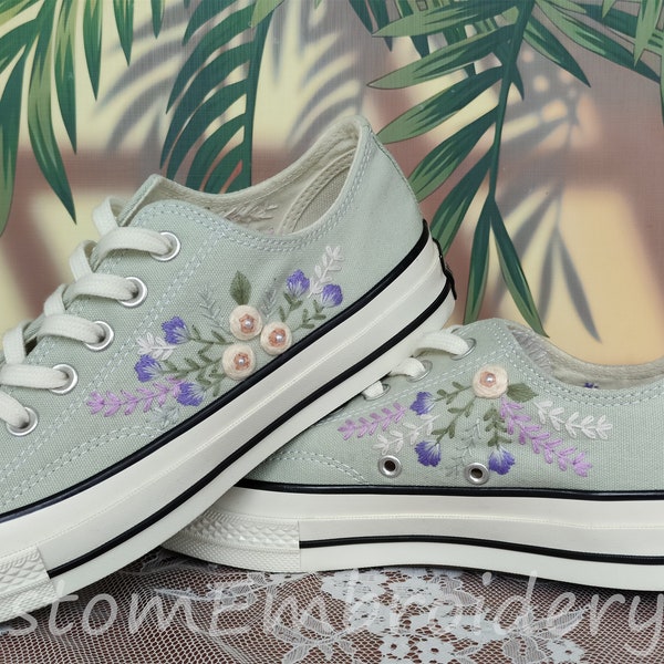 Customized Low-top Converse Embroidered Sunflower Shoes Converse Chuck Taylor 1970s Embroidered Flower  Converse Shoes Best Gift for Her