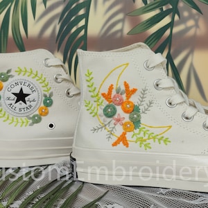 Custom Converse Embroidered Shoes Converse Chuck Taylor 1970s Embroidered Moon Converse Shoes Wedding Gift for Her