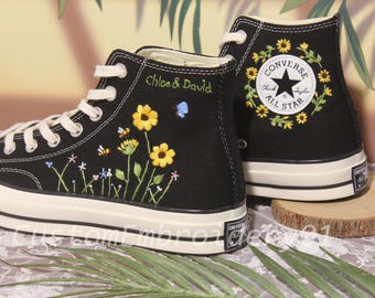 Low price Custom Converse Embroidered Shoes Converse Chuck Taylor 1970s Embroidered Sunflower Converse Shoes Best Gift for Her
