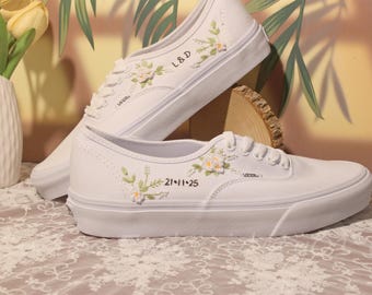 Custom Vans Sunflower Embroidered Shoes Vans Bridal Sneakers Embroidered Wedding Shoes Wedding Gifts For Her
