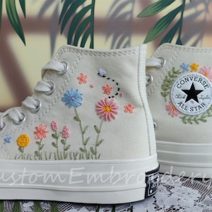 Customized Converse Embroidered Shoes Converse Chuck Taylor 1970s Embroidered Flower Converse Shoes Best Gift for Her Wedding Gift