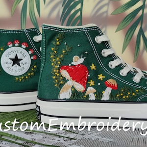Customized Converse Embroidered Shoes Converse Chuck Taylor 1970s Embroidered Snail&Mushroom Converse Shoes Best Gift for Her