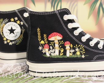 Customized Converse Embroidered Shoes Converse Chuck Taylor 1970s Embroidered Snail&Mushroom Converse Shoes Best Gift for Her