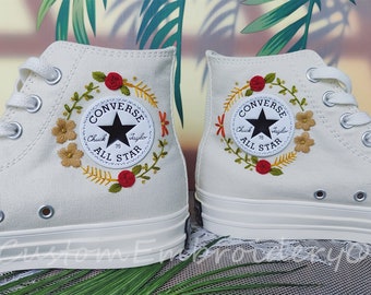 Customized Converse Embroidered Shoes Converse Chuck Taylor 1970s Embroidered Wreath Converse Shoes Best Gift for Her