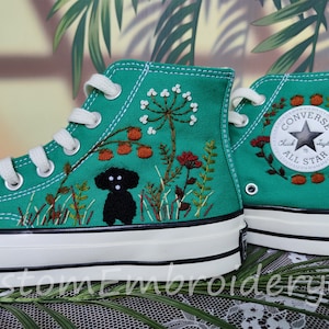 Customized Converse Embroidered Shoes Converse Chuck Taylor 1970s Embroidered dog Mushroom Converse Shoes Best Gift for Her wedding sneakers
