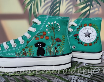 Customized Converse Embroidered Shoes Converse Chuck Taylor 1970s Embroidered dog Mushroom Converse Shoes Best Gift for Her wedding sneakers