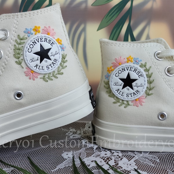 Customized Converse Embroidered Shoes Converse Chuck Taylor 1970s Embroidered Flowers Converse Shoes Best Gift for Her