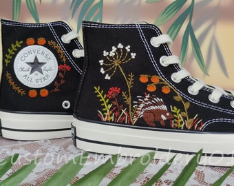 Customized Converse Embroidered Shoes Converse Chuck Taylor 1970s Embroidered porcupine Converse Shoes Best Gift for Her