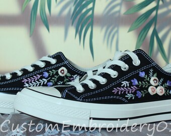 Customized Low-top Converse Embroidered Sunflower Shoes Converse Chuck Taylor 1970s Embroidered Flower Converse Shoes Best Gift for Her