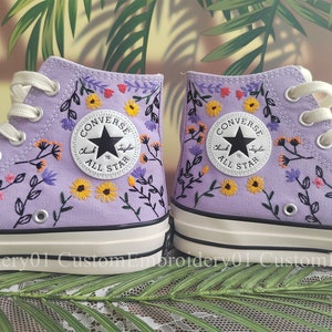 Customized Converse Embroidered Shoes Converse Chuck Taylor 1970s Embroidered Flowers and plants Converse Shoes Best Gift for Her image 4