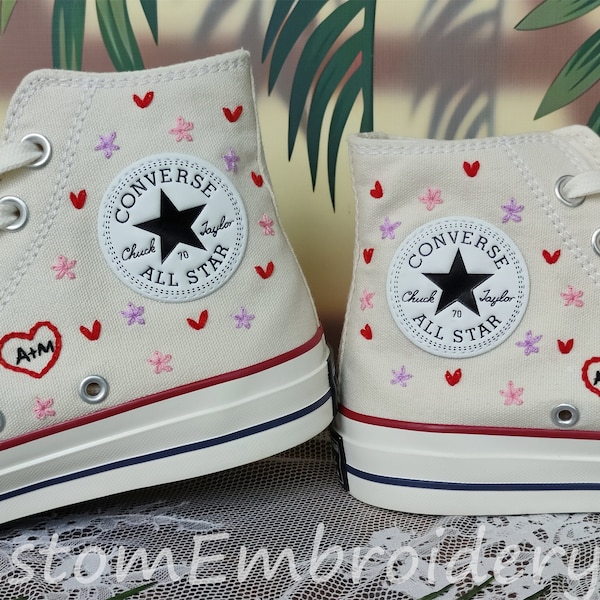 Customized Converse Embroidered Shoes Converse Chuck Taylor 1970s love Embroidered Converse Shoes Best Gift for Her