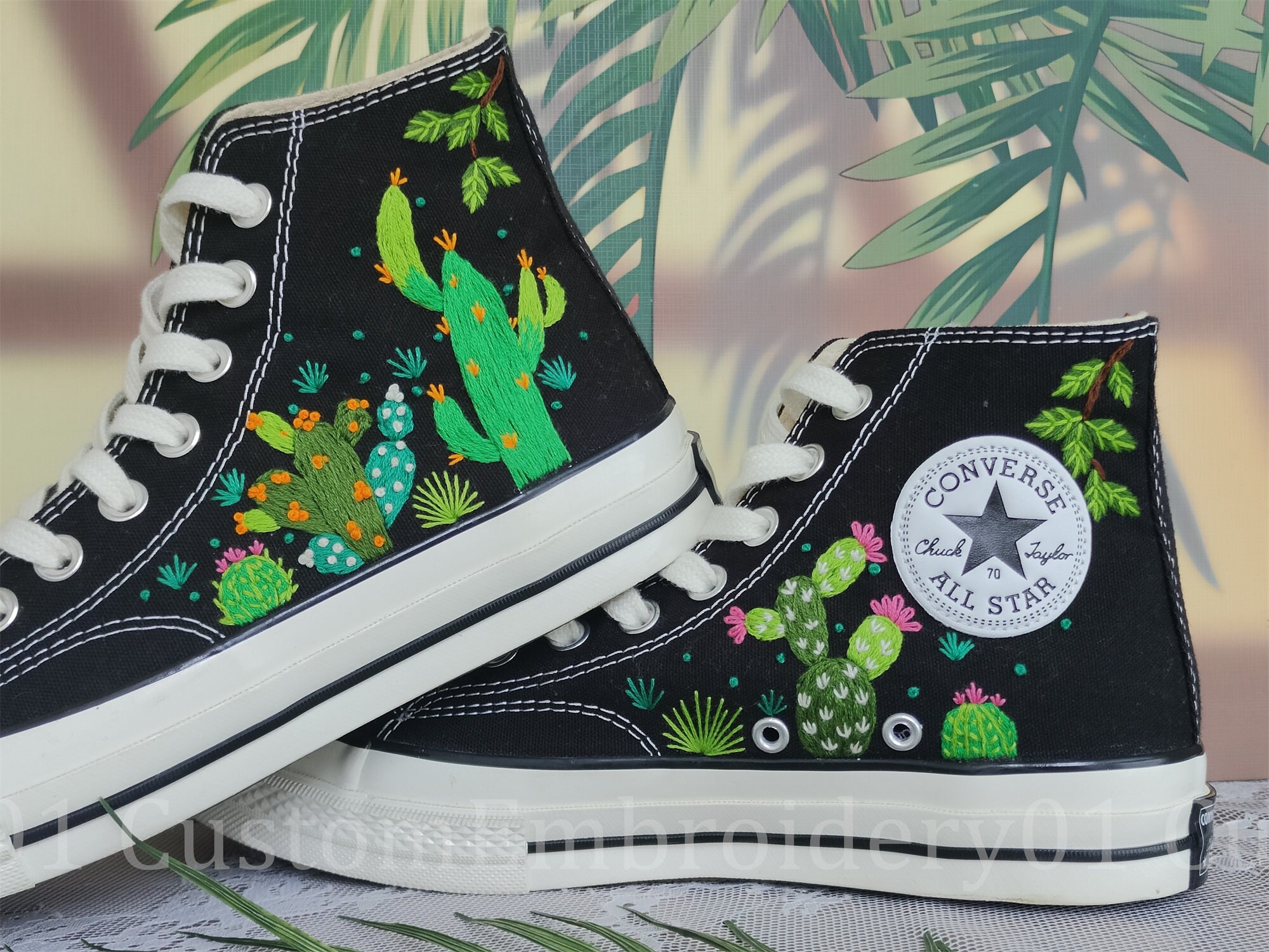 Floral Embroidery Converse Cactus Embroidery Buy Converse Chuck Taylor All  Star High 'Succulent Embroidery' A10277C GOAT UK