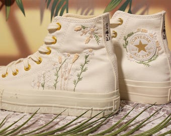 Customized thick Converse Embroidered Shoes Customized Flower Embroidery Converse Embroidered logo Converse Shoes Gift for Her