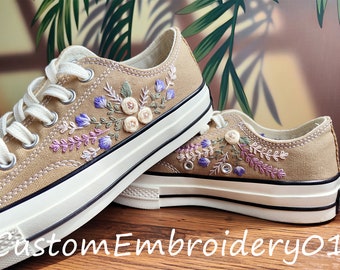 Customized Low-top Converse Embroidered Sunflower Shoes Converse Chuck Taylor 1970s Embroidered Flower  Converse Shoes Best Gift for Her