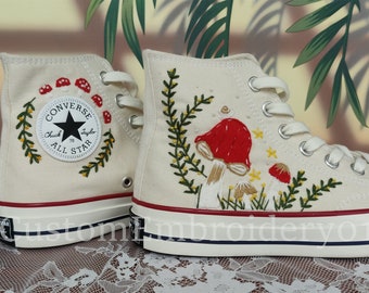 Low price Custom Converse Embroidered Shoes Converse Chuck Taylor 1970s Embroidered Snail Mushroom Converse Shoes Best Gift for Her