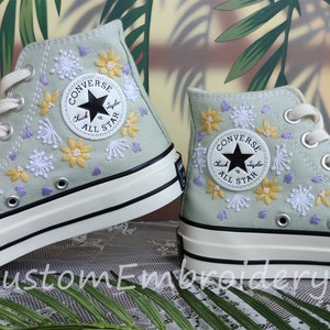 Custom Converse embroidered shoes Converse Chuck Taylor 1970s embroidered Flowers Converse shoes Best wedding gift for her
