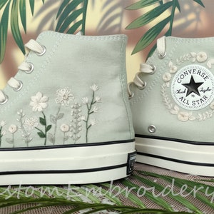 Wedding sneakers/ Valentine Gift/Embroidered Wedding Flowers Shoes Wedding Converse Converse Embroidered Flowers