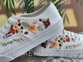 Custom Vans Embroidered Shoes Vans Bridal Sneakers Embroidered Wedding Shoes Wedding Gifts For Her product logo