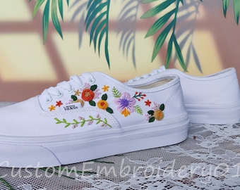 Custom Vans Embroidered Shoes Vans Bridal Sneakers Embroidered Wedding Shoes Wedding Gifts For Her