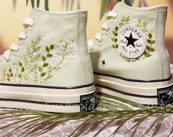 Customized Converse Embroidered Baby's Breath, Eucalyptus Shoes Converse Chuck Taylor 1970s Converse Shoes Best Gift forHer Wedding Gift