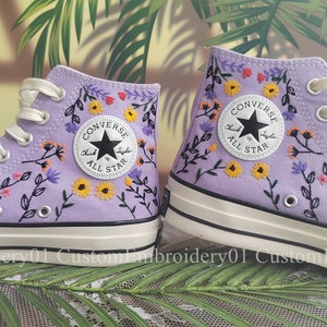 Customized Converse Embroidered Shoes Converse Chuck Taylor 1970s Embroidered Flowers and plants Converse Shoes Best Gift for Her image 3