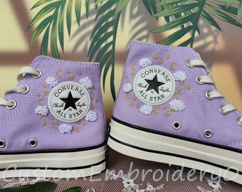 Customized Converse Embroidered Shoes Converse Chuck Taylor 1970s Embroidered Star&Cloud Converse Shoes Best Gift for Her