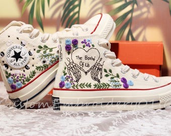 Customized Converse Embroidered Eternal Love Shoes Converse Chuck Taylor 1970s Embroidered Skull Flower Converse Shoes Best Gift for Her