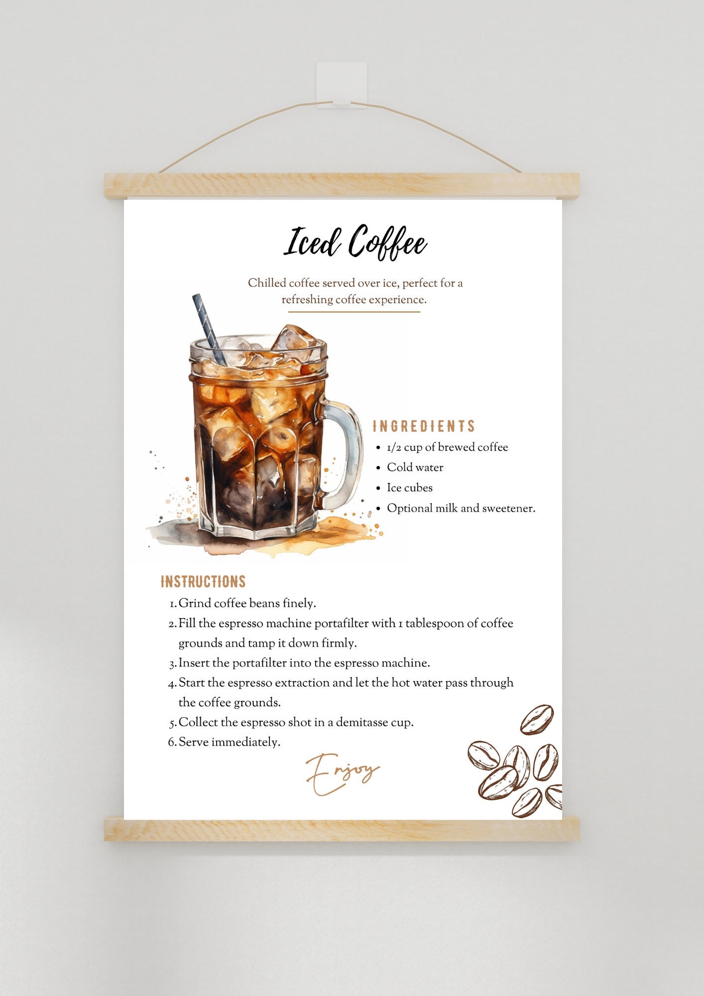 Cute Funny Coffee Gift Powered By Iced Coffee Japan Kawaii Art Poster for  Sale by MintedFresh