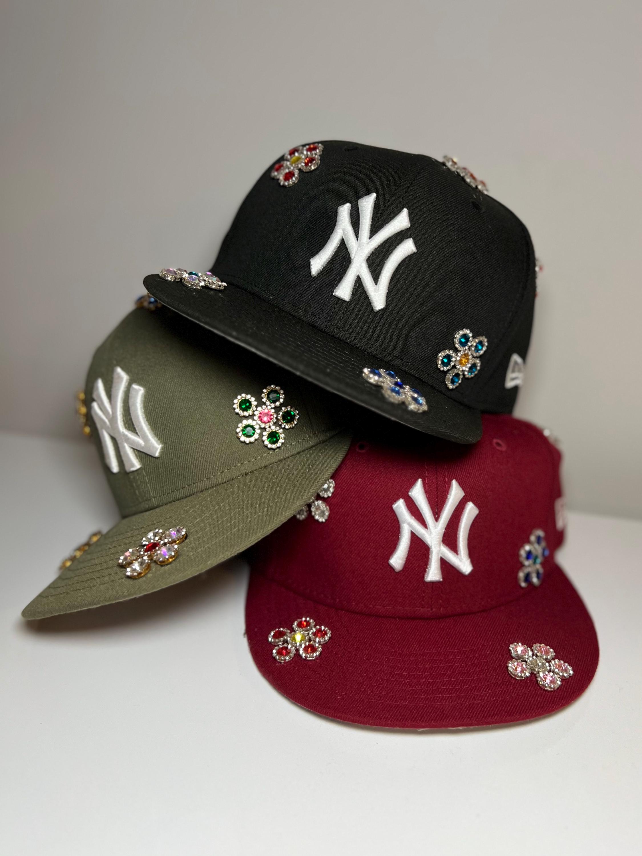 Rhinestone Embellished New Era Fitted Caps, Custom Blinged