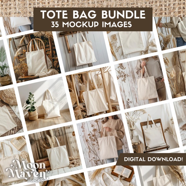 Canvas Tote Bag Mockup Bundle, Boho Beige Tote Mock, Bohemian Mockup Pack for Blank Tote Bags, Tote Back Product Flatlay Bundle PNG, Liberty