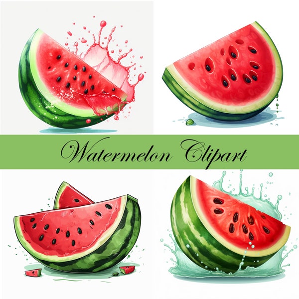 Watermelon Clipart, Digitaler Download, Wassermelone Clip Art, digital graphic, Obst, Fruit, Essen Grafik, Summer, Sommer
