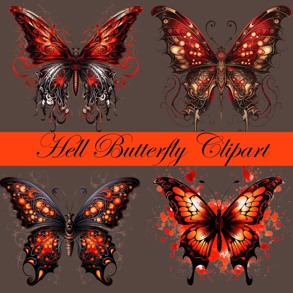 Hell Butterfly Clipart, Höllen Schmetterlinge Clip Art, digitaler Download, digital graphic, Animals, Grafik, Käfer, insects