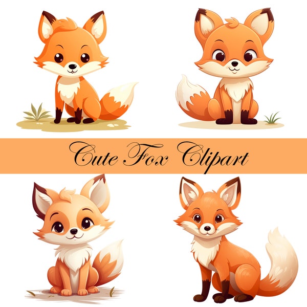 Cute Fox Clipart, Digitaler Download, Fuchs Clip Art, digital graphic