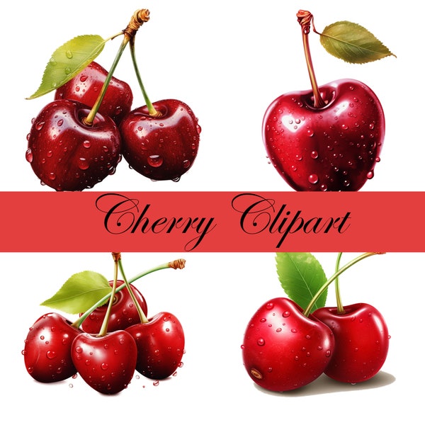 Cherry Clipart, Digitaler Download, Kirsche Clip Art, digital graphic, Obst, Fruit, Essen Grafik, Summer, Sommer