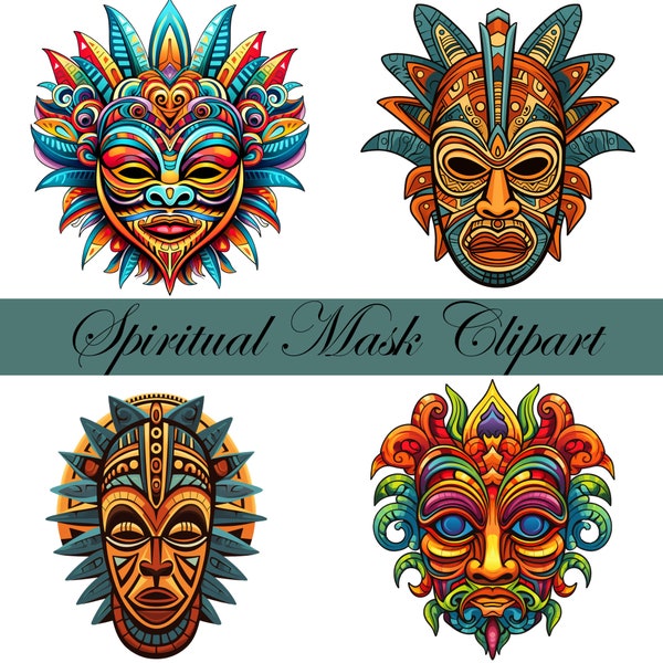 Spiritual Mask Clipart, Digitaler Download, spirituelle Masken Clip Art, digital graphic