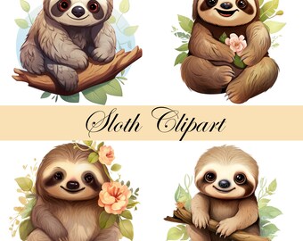 Sloth Clipart, Digitaler Download, Faultiere Clip Art, digital graphic