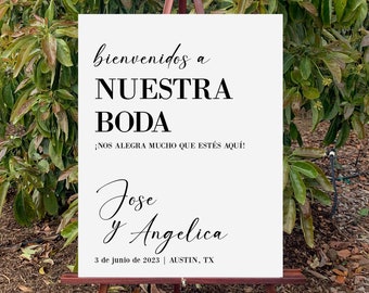 Spanish Wedding Welcome Sign Personalized, Modern Wedding Welcome Sign, Wedding Welcome Board, Venue Welcome Sign, Wedding Entry Sign