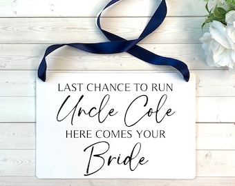 Last Chance To Run Personalized Uncle Name Ring Bearer Wedding Sign. Wedding Ceremony Decor. Uncle Name Wedding Sign. Rings Sign.